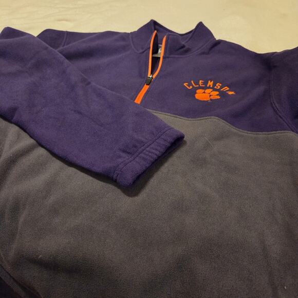 Mens XL Clemson Tigers Purple Orange Fleece 1/4 Zip Pullover College Football - Picture 8 of 12